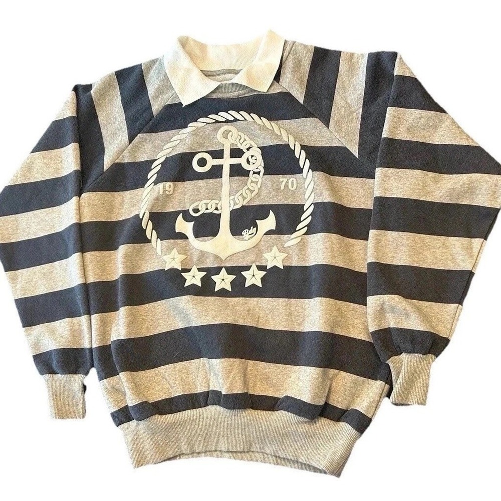 New Urban Outfitters Women's Sweatshirt Small BDG Nautical Blue Gray Sailor